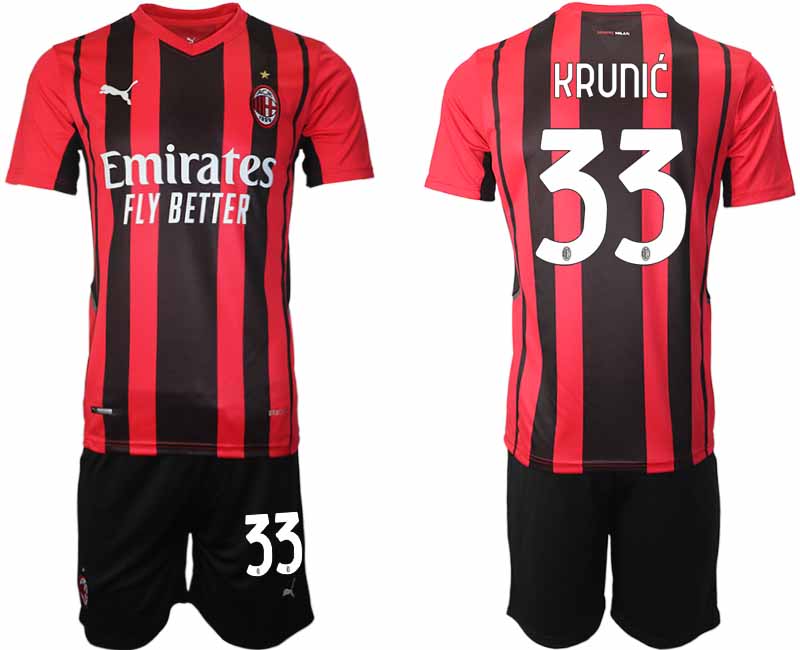 Men 2021-2022 Club AC Milan home red #33 Soccer Jersey